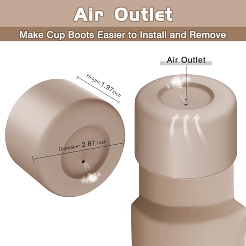 WUQID Silicone Boot Sleeve Compatible with Hydro Flask Travel Tumbler with Handle 32oz&40oz and 12-24oz Hydroflask Bottle & Stanley 20 30 40oz Tumbler, Fit 2.83-2.95in Bottom, Anti-Slip Bottle Cover - color: Almond Rose
