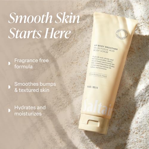 Saltair KP Body Scrub. 5% Glycolic Acid Treatment with Volcanic Sand and Plant Moisturizers. Fragrance-Free Physical Chemical Exfoliator. Exfoliating Body Scrubber for Rough Bumpy Skin, 10oz. - style: 5% Glycolic Acid Strength