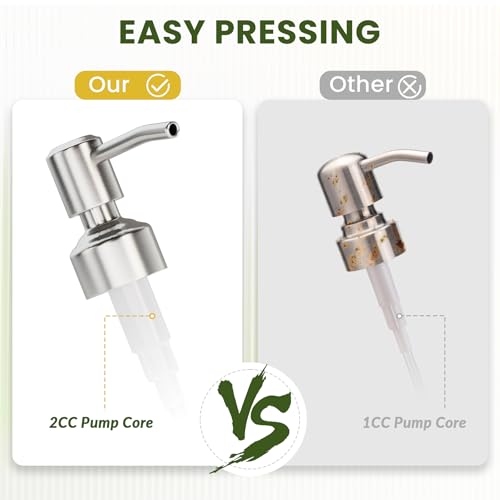 AmazerBath Soap Dispenser, Green Glass Soap Dispenser with Pump Stainless Steel, 14.2OZ Refillable Hand Bottles Bathroom Kitchen, 1 Pack - color: Green & Stainless Steel -1 Pack