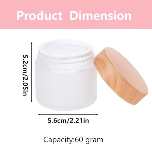 6Pcs Glass Lotion Cream Container with Lid Refillable Empty Sample Cosmetic Jar for Makeup Scrub Cream Toiletries Home Travel (60ml) - color: Clear, size: 60ml