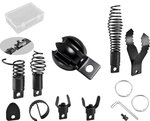 8+1 Heavy Duty Drain Snake Kit 6-Blade Grease Cutter + 8-Piece Clog Remover Set – Rustproof Manganese Steel & CNC Machined – Fits 3/8" to 3/4" Cables - style: 10-piece
