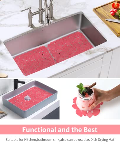 Bligli Pebble Sink Mat for Stainless Steel/Ceramic Sinks, PVC Eco-Friendly Sink Protectors Mats for Bottom of Kitchen Sink, Dish Drying Mat for Dishes and Glassware, 15.7 x 11.8 inch, Red - color: Red