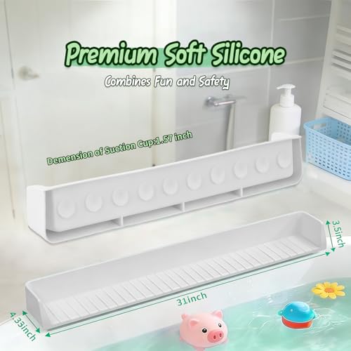 Splash Guard for Bathtub Kids - Silicone Bathtub Splash Guard with 11 Suction Cups, Bath Tub Play Shelf for Kids & Toy Holder, Prevent Water Spill in Bathroom, Fun Bath Time for Toddlers Baby(grey) - color: Gray