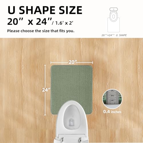 TYUU Toilet Rug, Thin Toilet Rugs U Shaped Washable Non Slip Absorbent Quick Dry Low Pile Toilet Mat, Sage Green 20"x24" U Shape - color: Sage Green, size: 1'8" X 2' (U-Shape)