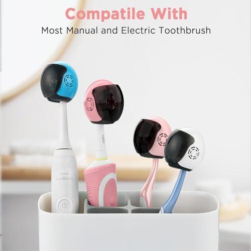 Frekare Toothbrush Covers Caps, Toothbrush Cover Brush Pod Case, Toothbrush Case Protector Fits Most Manual And Electric Tooth Brushes For Bathrooms Household Travel 4 Pack - color: Blue, White, Pink, Rose Pink