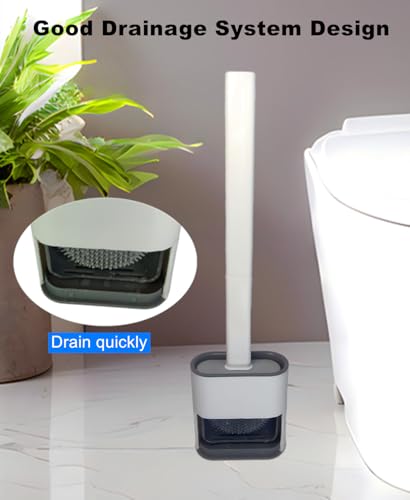 Toilet Brush with Holder Silicone Toilet Brush and Cleaning Brush for Household Bathroom Toliet Brush Set (Black,Black) - color: Black,black