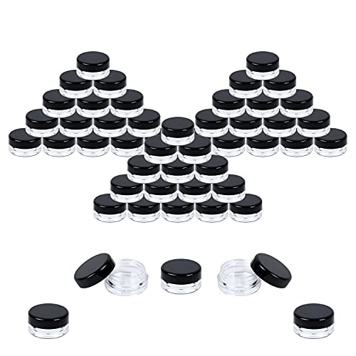 Houseables Sample Containers, Lip Balm Containers, Sample Jars, Mini Jars with Lids, Small, Empty for Makeup, Powder, Gloss, Cosmetic, Tiny, Chapstick, Dab, Wax, Scrub, Little, Plastic, 3 Gram, 50 PK - color: Black, size: 50 Pack
