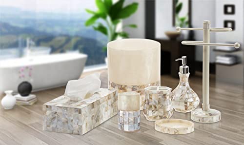 Milano Toothbrush Cup - Electric Toothbrush Holder for Bathroom fits Toothbrushes and Toothpaste - Bathroom Tumbler Cup Finished with Beautiful Mother of Pearl Shells - style: Bathroom Tumbler