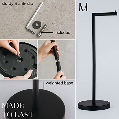 Marmolux Acc - Free Standing Toilet Paper Holder Stand 1pc - Bathroom Storage for 4 Rolls of Toilet Tissue Modern Stainless Steel Matte Black - Toilet Roll Stand - color: Matte Black