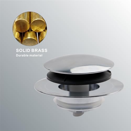 Chrome Plated Universal Tub Dain Stopper, Hidrop Pop Up Bath Drain Tip Toe Bathtub Drain Stopper,Conversion Kit Assembly, Replaces Lift and Turn, Tip-Toe and Trip Lever drains for Tub, EZ Install - color: Chrome