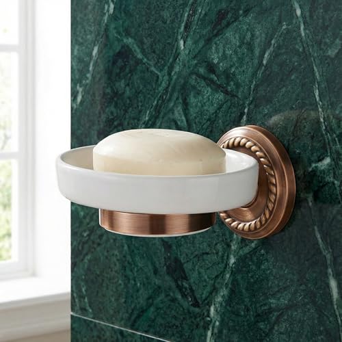 VOSAREA Ceramic Soap Holder Soap Tray Vintage Holder Wall-Mounted Dish Antique Luxury Dish for Shower Wall Rack for Bathroom