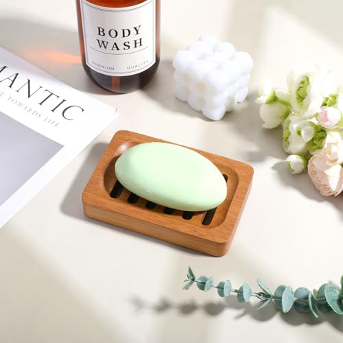 Wooden Soap Holder Slotted Wooden Teak Kitchen Sponge Holder Soap Dish for Shower Self Draining Dish for Shower, Sink, Bathroom, Bathtub, RV