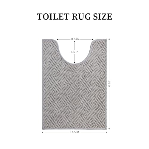 YIHOUSE Gray Bathroom Toilet Rugs 17.5"x24"U, Quick Dry Non Slip Bath Rug, Absorbent Machine Washable Thin Bath Mat for Restroom Floor Tub Laundry Room Home Decor - color: Grey, size: 1'6" x 2' (U-Shape)