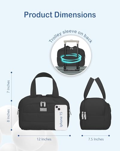 TOPDesign Travel Toiletry Bag for Women, Puffer Large Toiletry Bag, Lightweight Cosmetic Makeup Organizer with Handle for Traveling, Accessories, Essentials, Toiletries (Black) - color: Black