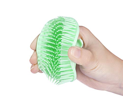 Aroveea Hair Scalp Brush Dandruff Cleaning Brush Shower Scalp Shampoo Brush Scalp Massager Pack of 4 (White and Green) - color: White and Green