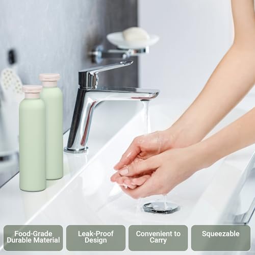 8.8oz Travel Essentials Shampoo Bottles for Toiletries,Empty Plastic Squeeze Bottles with Flip Cap for Tavel Size Shampoo and Conditioner (3 pack, green) - color: Green, size: 8.8 oz