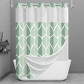 Yiatn No Hook Dark Green Double Shower Curtain with Snap in Fabric Liner Set - Hotel Style with See Through Mesh Top Window, Modern Geometric Waterdrop Design,Waterproof and Washable, 71x74 INCH - color: Dark Green, size: 71"W x 74"L (Pack of 1)