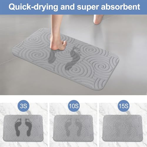 2 Pack Stone Bath Mat Diatomaceous Earth Shower Mat Non-Slip Super Absorbent Quick Drying Diatomite Stone Mats for Bathroom Floor Kitchen (Light Grey, 24x15) - color: Light Grey Circle