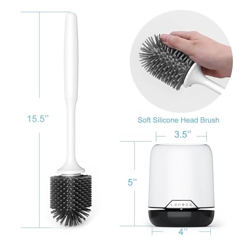 Lefree 3 Pack Silicone Toilet Bowl Brush and Holder Set with Ventilated Holder, Floor Standing & Wall Mounted Toilet Scrubber - color: Black, size: 3 Pack