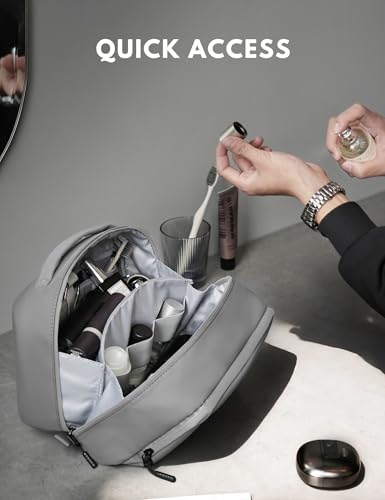 Large Hanging Travel Toiletry Bag for Men Women, Water-resistant Dopp Kit | 6L Large Capacity Wide Open Cosmetic Makeup Bag Bathroom Shower Bags for Toiletries, Grooming, Shaving Organizer Bag - color: Grey