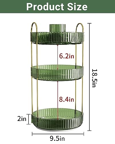 Asayuee 360 Rotating Makeup Organizer,3 Tier Large Capacity Make Up Organizers and Storage,Skincare Perfume Vanity Organizers,Bathroom Cosmetics Storage Organizer Countertop (Green) - color: Green, size: New-3 Tier