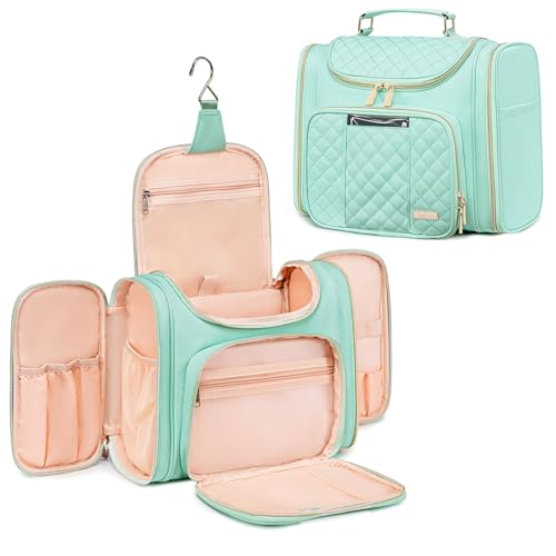 Tealari Large Toiletry Bag for Women Men,Bathroom Bag,Water Resistant Shower Bag,Makeup Bag,Toiletry Bags for Traveling,Hanging Toiletry Bag with Transparent Waterproof Phone Pocket - color: Green