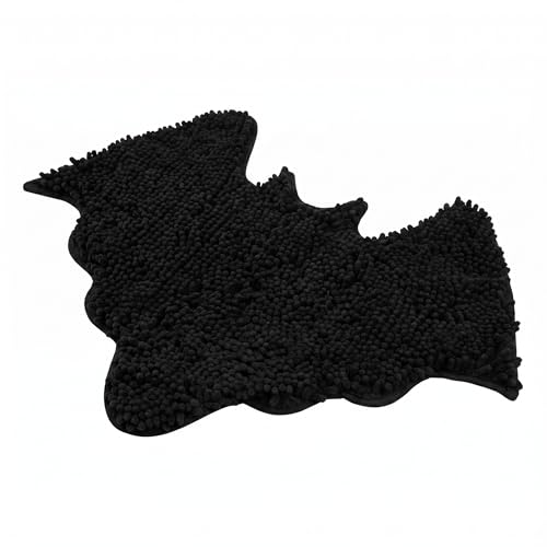 MANNY'S MYSTERIOUS ODDITIES Bat Toilet Rug - Chenille Gothic Bat Bath Mat - 24 x 20 Inch Extra Thick, Soft, Absorbant, and Machine Washable - Non Slip and No Crease Gothic Rug