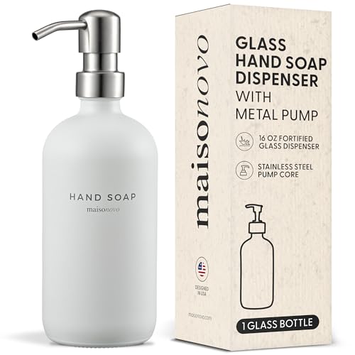 MaisoNovo Soap Dispenser 1-Piece Set | 16.9oz White Bottles with Silver Stainless Steel Pump Core - color: White/Silver
