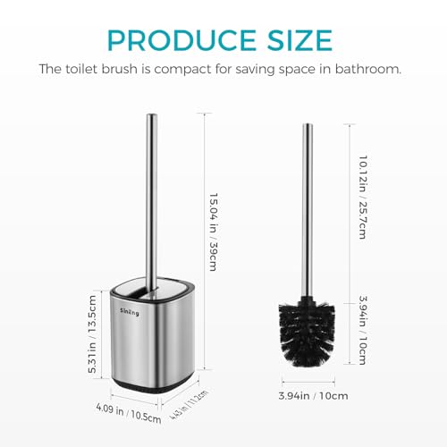 Toilet Brush Holder Set Toilet Bowl Brush Stainless Steel Automatic Open lid Toilet Bowl Cleaner Brush with Durable Bristle Head Toilet Cleaning Brush for Bathroom - color: Stainless Steel