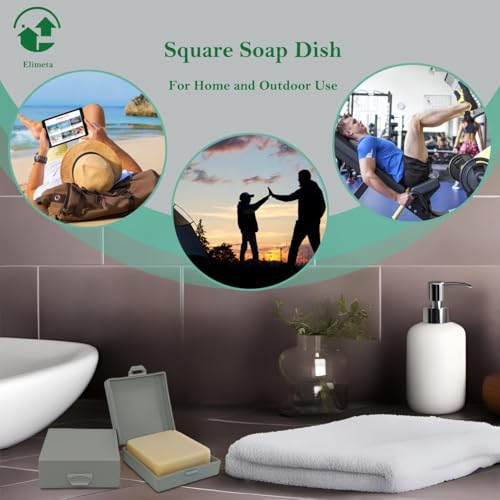 Square Soap Dishes Holder for Shower Travel Container with Lid Lightweight Waterproof Soapbox for Dr. Squatch Men's Bar for Traveling Toiletry Gym Bathroom (Gray) - color: Gray