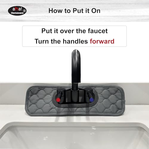 Bathroom Sink Splash Guard Oval-Hole Rectangle-Hole: AHA HOMEWARE, Faucet Mat for Bathroom Sink Oval Base , Bathroom Sink Water Splash Guard Centerset Rectangle Base (Black & Gray) - color: Black & Gray