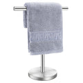 Hand Towel Holder Stand, Freestanding Bathroom Towel Rack, Silver | Weighted Stainless Steel Base Helps Prevent Tipping While The Open T-Shape Keeps Towels Dry on Bathroom Countertops - color: Silver-1 Pack