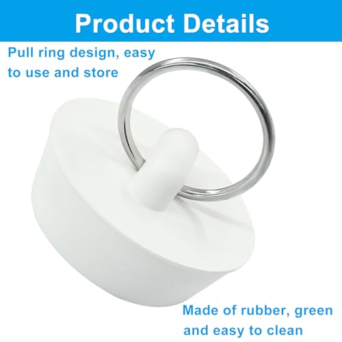 2 Pack Universal Drain Stoppers, Rubber, 1-1/4 Inch | Bathtub Plug, Hanging Ring, Bathroom Kitchen Sink Tub - style: 1-1/4 Inch