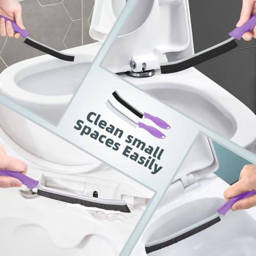 TQRR Toilet Brush, 4Pcs Bathroom Cleaning Brush, Toilet Scrubber, Deep Toilet Bowl Brush with Hanging Hole, Multifunctional Gap Cleaning Brush, Bristles for Kitchen Sinks, Tub,Shower (4, Purple) - color: Purple
