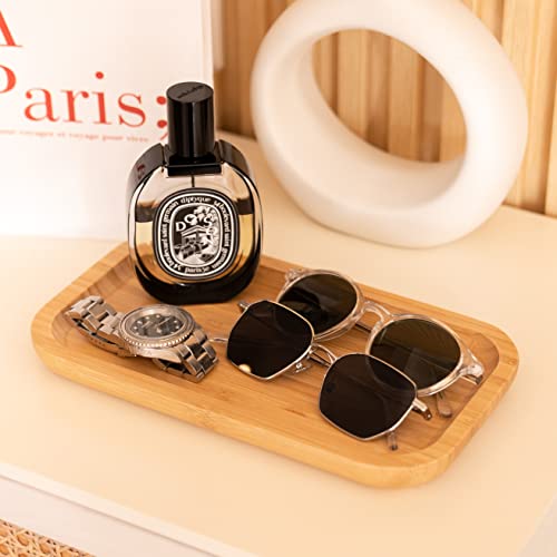 Bamboo Vanity Tray, Bathroom Counter Tray, Toilet Tank Top Tray for Organizing and Decor Display, 9.8 x 5.5 x 0.8 inch - size: 9.8" x 5.5" x 0.8"