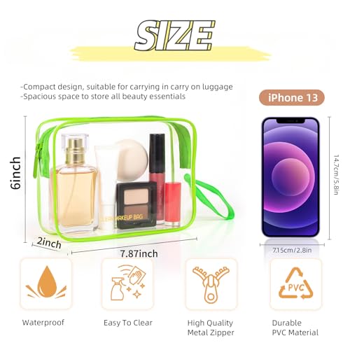 Icramsy Clear Makeup Bag,2 Pack TSA Approved Toiletry Bag Travel Toiletry Bag Hanging Makeup Cosmetic bag for Women Men (Green) - color: Green