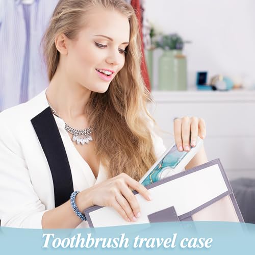 2 Pcs Toothbrush Travel Case - Colorful Pattern, Holder and Covers for Toothbrushes, Includes Tongue Scraper Case - color: 2PCS - 2, size: Small