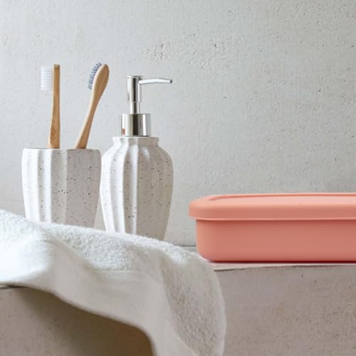 Large Soap Container, Silicone Bar Soap Case, Soap Case with Draining Layer | Portable Shampoo Bar Soap Box for Gym, Camp(Flesh Pink) - color: Rectangular Flesh Pink
