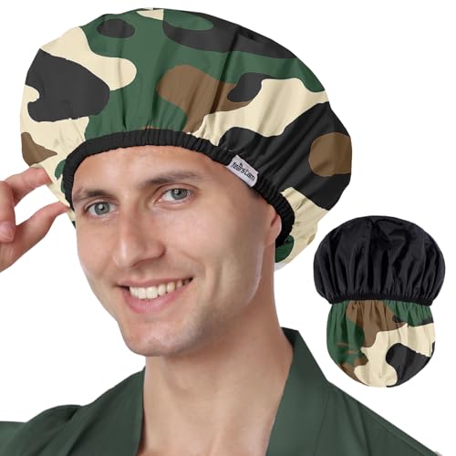 Years calm Shower Cap for Men, Waterproof Reusable Hair Cap with Dual-Layer Design, Reversible Double-Sided Use, Stretchable Elastic Band, Comfortable Fit for Shower, Gym, Hair Care & Travel - color: Green and black