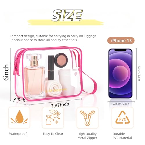 Icramsy Clear Makeup Bag,2 Pack TSA Approved Toiletry Bag Travel Toiletry Bag Hanging Makeup Cosmetic bag for Women Men (ROSY) - color: ROSY