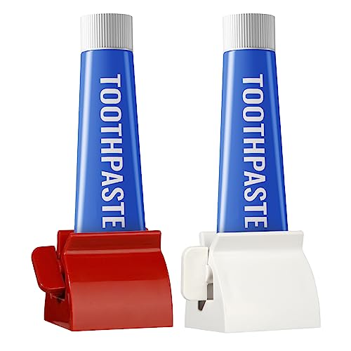Set of 2 Rolling Tube Toothpaste Squeezer Dispenser Toothpaste Seat Holder Stand - color: Multicolor