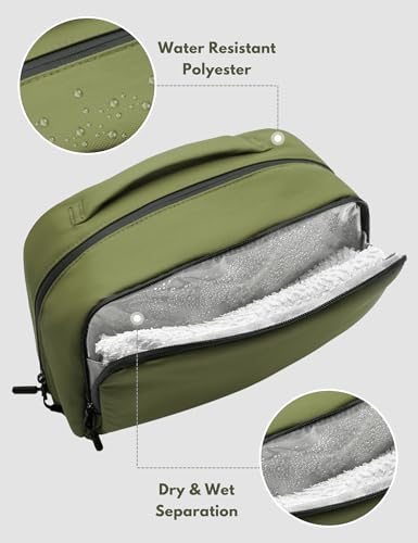 Large Hanging Travel Toiletry Bag for Men Women, Water-resistant Dopp Kit | 6L Large Capacity Wide Open Cosmetic Makeup Bag Bathroom Shower Bags for Toiletries, Grooming, Shaving Organizer Bag - color: Green