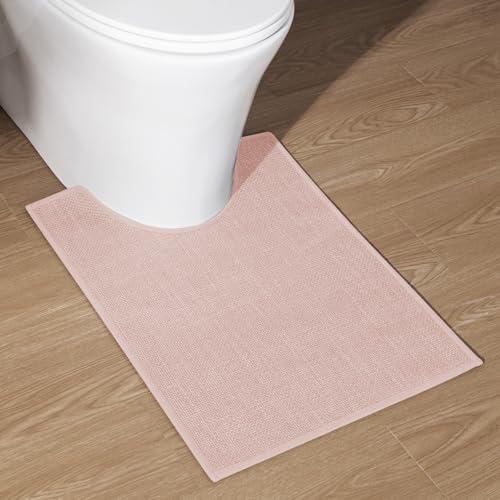 chakme Bathroom Rugs Mat U-Shaped 24x17, Ultra ThinNon Slip Bath Mat Small Quick Dry Absorbent Bath Matfor Bathroom Floor, (Pink, U-24"x17") - color: Pink, size: 1'5" x 2' (U-Shape)
