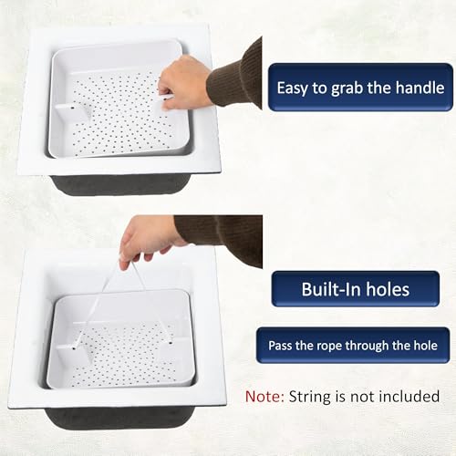 Leyso Floor Sink Commercial Drain Cover Strainer ABS Plastic Drop-in Basket 8-1/2" x 8-1/2" x 2-1/4" (2" H ABS X 4) - Suitable for Kitchen, Restaurant, bar, Buffet - style: 2"H ABS x 4