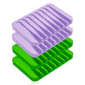 4-Pack Self Draining Soap Dish for Shower Bathroom Waterfall Silicone Soap Saver Tray Sponge Holder for Kitchen Sink Non-Slip Easy Clean (Purple and Green) - color: Purple and Green