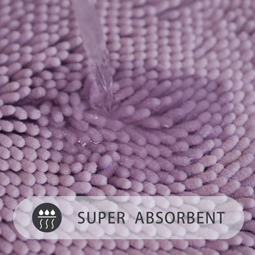 U-Shaped Toilet Rug, Chenille Contour Bathroom Mat, Non-Slip PVC Backing, Machine Washable, 20x20, Lavender - color: Lavender, size: 1'8" x 1'8" (20"x 20"U)