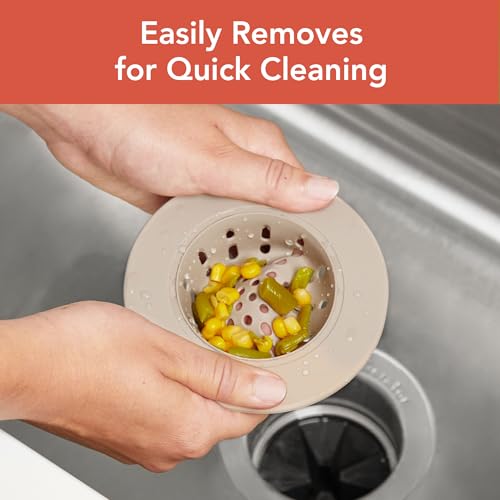 Spectrum Silicone Sink Strainer 2-Pack - Flexible Kitchen Sink Drain Strainer, Fits Standard Sinks, Drain Guard Catch Food Debris for Sink Protection, Easy Removal, Dishwasher Safe, Taupe - color: Taupe, size: 2 Pack