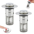 2PCS Pop Up Bathroom Sink Drain Strainer with Removable Stainless Steel Hair Catcher Basket