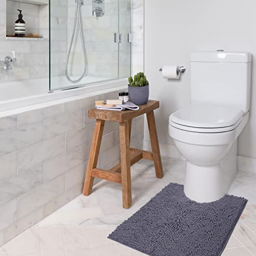 LuxUrux Dark Grey Bath Mat - U-Shaped Contoured Rug for Around Toilet, Super Absorbent Shaggy Bath Rug. Easy Machine Wash & Dry (20" x 23", Dark Gray) - color: Dark Gray, size: 23'' x 20'' U