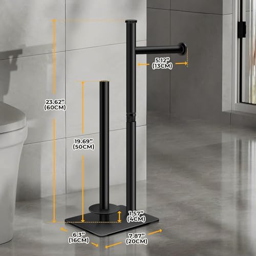 Toilet Paper Holder Stand, Bathroom 23.6 Inch Toilet Paper Storage Standing Modern Matte Black SUS304 Stainless ToiletPaper Freestanding Roll Stand for 4 Rolls - size: Style 1